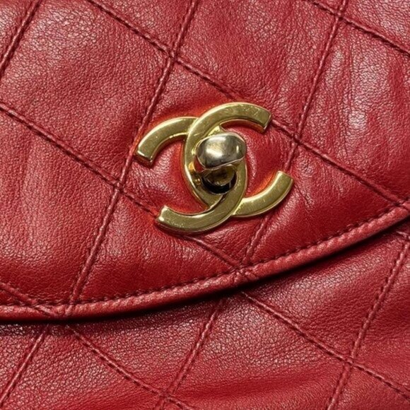 CHANEL 24K Vintage Waist Bag Fanny Pack CC Lambskin Waist Bag Pouch Bum Bag Red - Picture 7 of 16